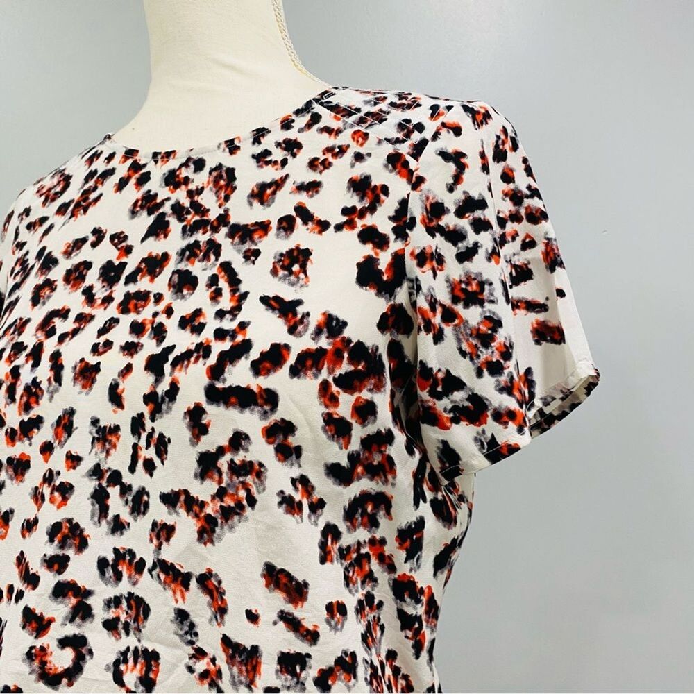 PARKER XS 100% Silk Colorful Animal Print Short Cropped Boxy Blouse Festival Top - Picture 5 of 16